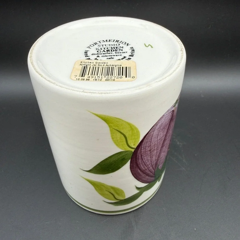 Vintage Portmeirion Kitchen Garden Canister Storage Jar Aubergine Cottage Boho